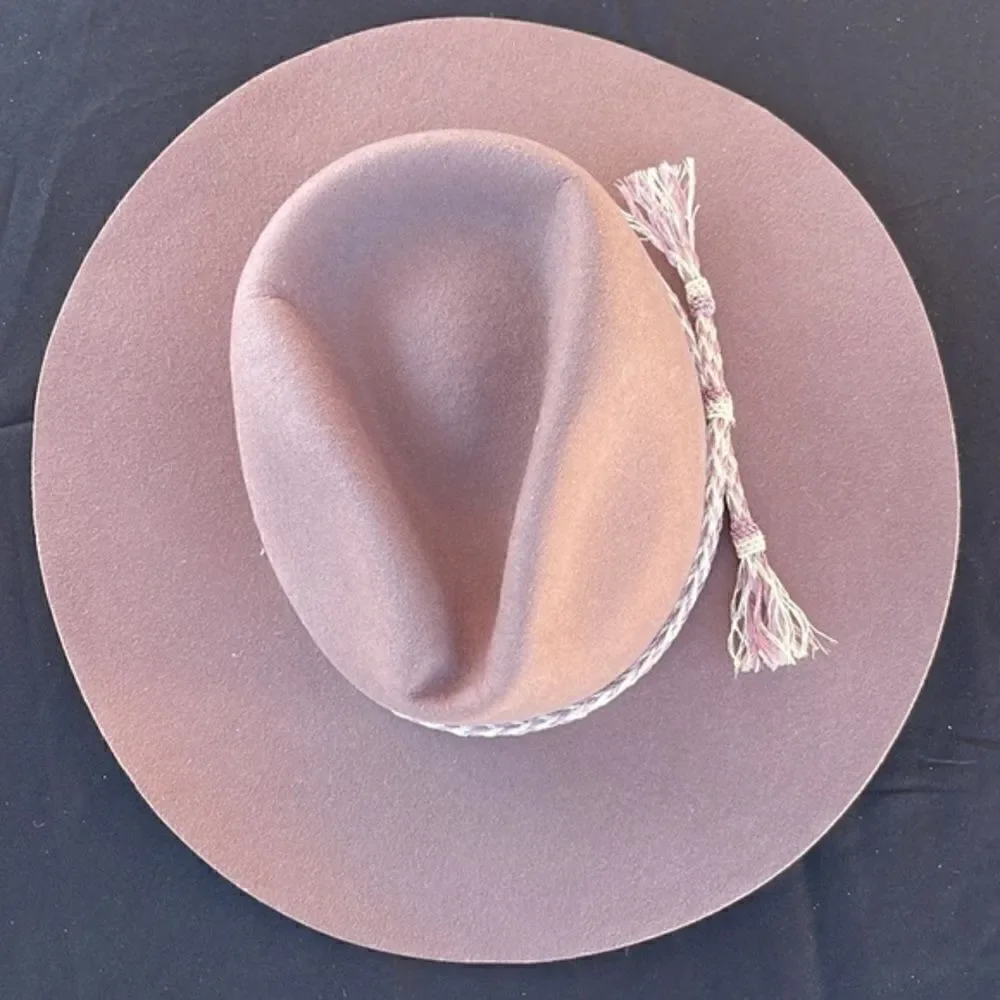 Free People x Mossant Wild Heart Felt Wide Brim Hat Dusty Rose Hat Medium NWT